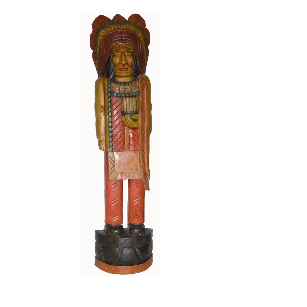 40" Cigar Indian Huge Hand Crafted Wooden Statue
